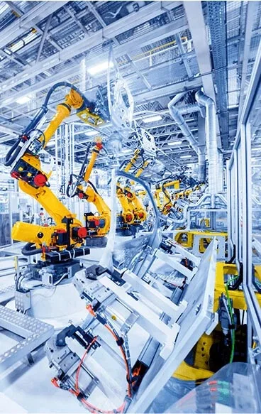 Automotive Assembly Line With Robotic Arms