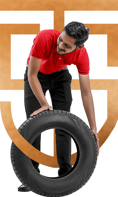 A Men With Rubber Tire