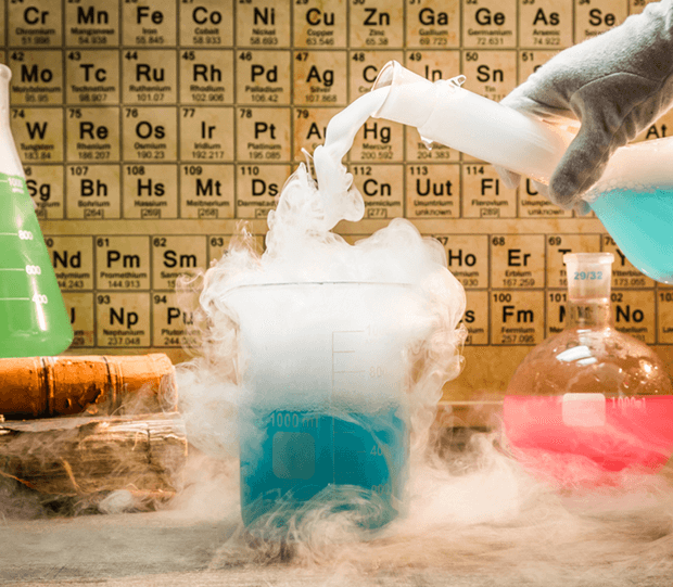 Chemicals In Different Glass Beakers